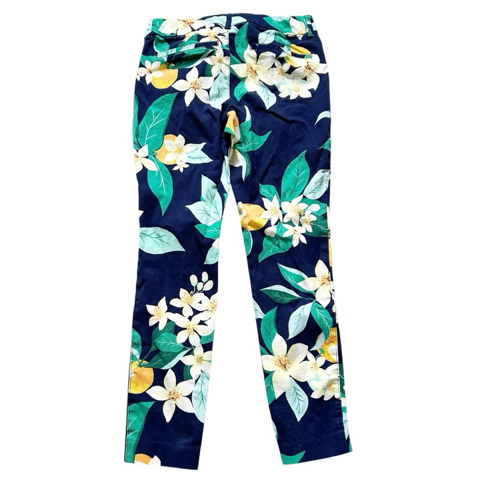 Old Navy Floral Blue & Yellow Pixie Pants Size 2 Cotton-Blend Playful Prints